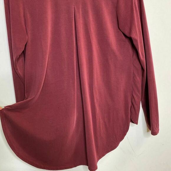 Anthro Alya wrap front burgundy maroon cross top blouse Sz small - Picture 3 of 8